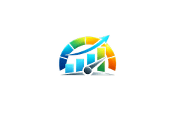 A half of clock with a ascending graph representing a standart dashboard logo